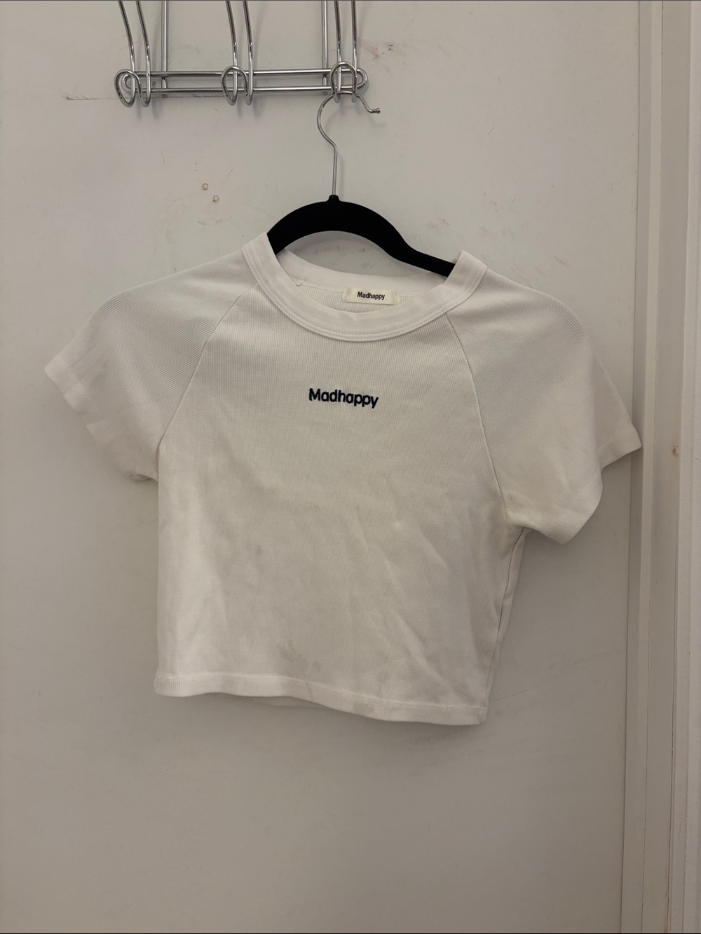 Madhappy White Short Sleeve Center-Logo Tee